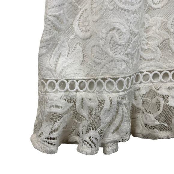 Hello Molly Time for You Mini Lace Crochet Dress Cottage Boho Bridal White Large - Picture 6 of 9